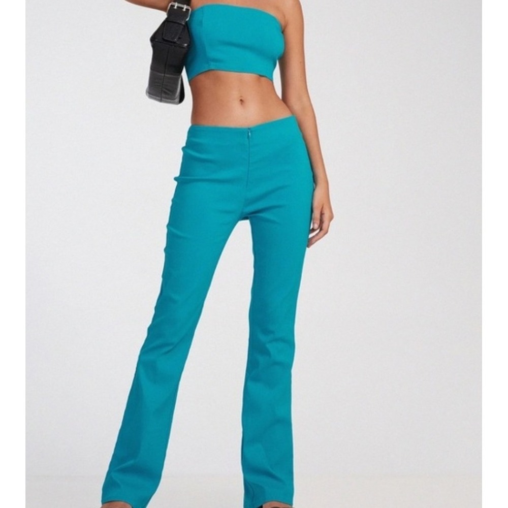 Motel Zenovia Trouser Tailoring Azure Blue High Waisted Flare Pants Small NEW‎